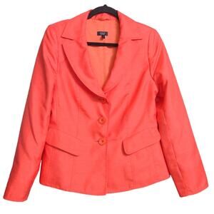 Basler Black Label Suit Jacket Blazer Coral Orange 3 Button Long Sleeve Lined M